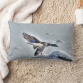 ランディングマラードダックドレイク野生動物写真 ランバークッション (ブランケット)