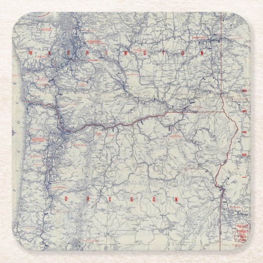 ランドのMcNallyの役人1925の自動道の地図 スクエアペーパーコースター (正面)