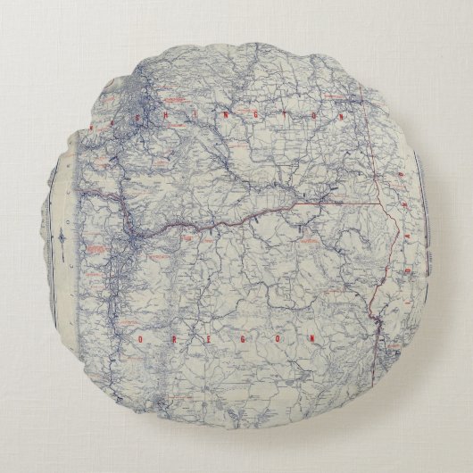 ランドのMcNallyの役人1925の自動道の地図 ラウンドクッション (正面)