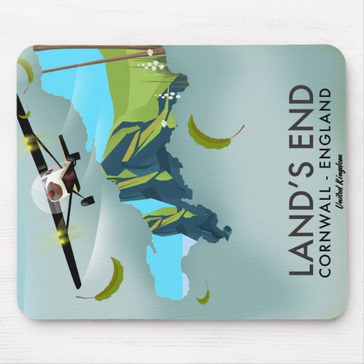 ランドエンドコーンウォール旅行地図ポスター マウスパッド (正面)
