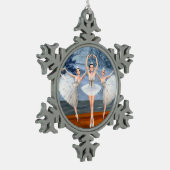 ランドオブスノー踊りバレリーナ スノーフレークピューターオーナメント (左)