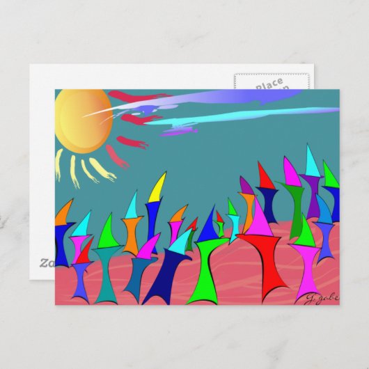 ランドシャークファミリー懇親会~~アーお洒落ト ポストカード (正面/裏面)