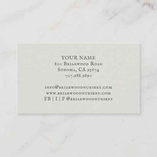 ランドスキャパーガーデナーグリーンリースクエアビジネスカード 名刺 (裏面)