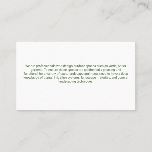 ランドスキャパー刈り芝生 | ガーデンサービス 名刺 (裏面)