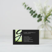 ランドスキャパー緑の葉モノグラムの熟練した貿易 名刺 (スタンド正面)
