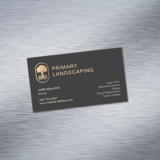 ランドスケープと芝生気にデザイン根付き木 マグネット名刺 (インサイチュ)