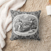 ランドスケープのキューピッドアンティーク版木、銅版、版画 クッション (ブランケット)