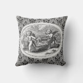 ランドスケープのキューピッドアンティーク版木、銅版、版画 クッション (裏面)