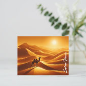 ランドスケープのラクダ砂漠のデコールサンシャイン乾燥 ポストカード (スタンド正面)