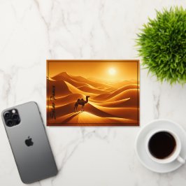 ランドスケープのラクダ砂漠のデコールサンシャイン乾燥 箔グリーティングカード