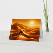 ランドスケープのラクダ砂漠のデコールサンシャイン乾燥 箔グリーティングカード (正面)