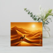 ランドスケープのラクダ砂漠のデコールサンシャイン乾燥 箔シーズンポストカード (立ち正面)