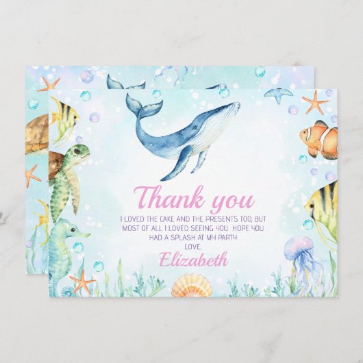 ランドスケープアンダーザシー誕生日サンキューカード 招待状 (正面/裏面)