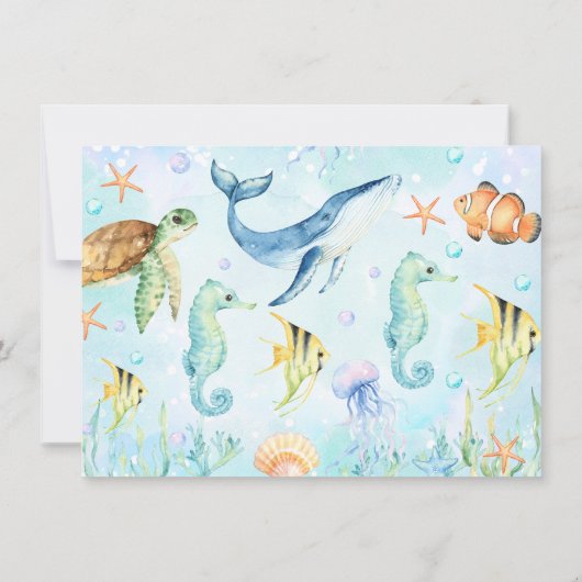 ランドスケープアンダーザシー誕生日サンキューカード 招待状 (裏面)