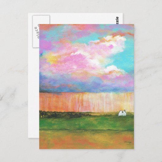 ランドスケープア絵画ートズレインストームチニーファームハウス ポストカード (正面/裏面)