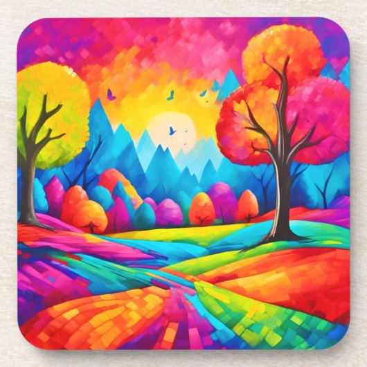 ランドスケープカラフルインドリームライクアートスタイル コースター (正面)