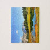 ランドスケープカラフルマウンテンズレイクイエローフォレスト ジグソーパズル (縦)