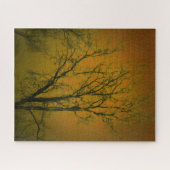 ランドスケープツリーグラスアート写真オレンジブラウン ジグソーパズル (横)