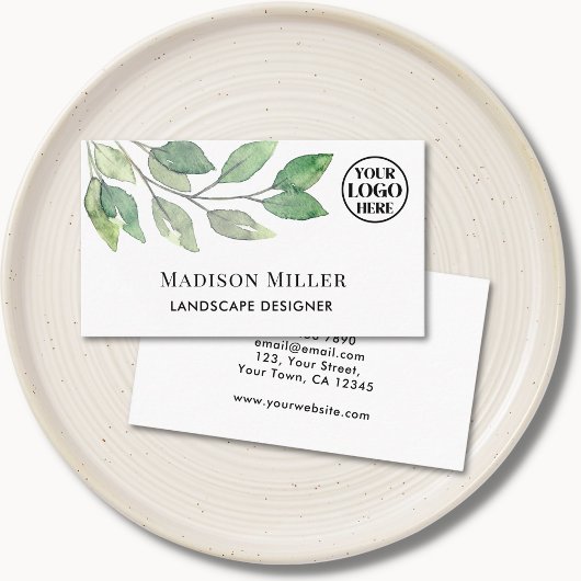 ランドスケープデザイナーの緑のロゴ 名刺