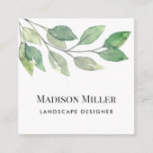 ランドスケープデザイナー水彩緑 スクエア名刺 (正面)