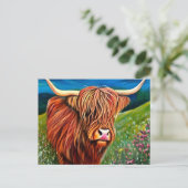 ランドスケープハイランド絵画牛 ポストカード (スタンド正面)