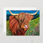 ランドスケープハイランド絵画牛 ポストカード (正面/裏面)