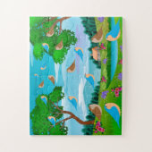 ランドスケープハウスツリーズバーズフラワーズ自然、4歳 ジグソーパズル (縦)