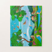 ランドスケープハウスツリーズバーズフラワーズ自然、8歳 ジグソーパズル (縦)