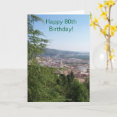 ランドスケープパーソナライズされた写真80誕生日 カード (黄色い花)