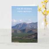ランドスケープパーソナライズされた夫誕生日 カード (黄色い花)