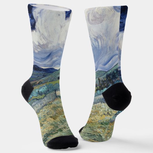 ランドスケープビンセントバンゴッホヴィンテージアートモノグラムの ソックス (傾斜あり)