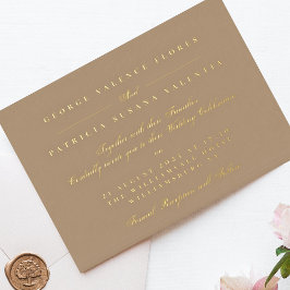 ランドスケープベージュフォーマル金ゴールド書エレガント道 箔招待状