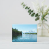 ランドスケープ写真ウェディングレセプションカード。 エンクロージャーカード (スタンド正面)