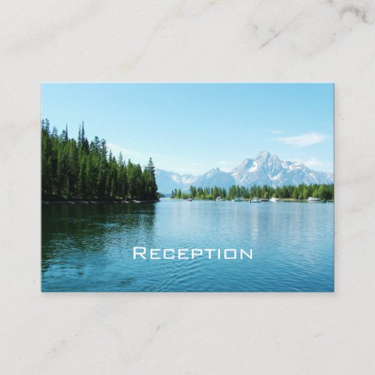 ランドスケープ写真ウェディングレセプションカード。 エンクロージャーカード (正面)