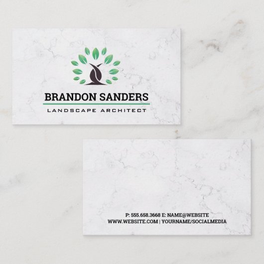 ランドスケープ建築家 | 様式化された木 名刺 (正面/裏面)
