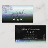 ランドスケープ水カラーきらめくダイヤモンドイニシャル 名刺 (正面/裏面)