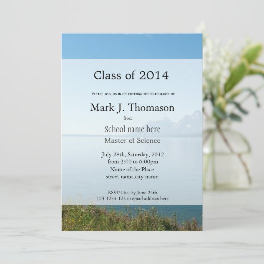 ランドスケープ湖写真の卒業パーティー 招待状 (スタンド正面)