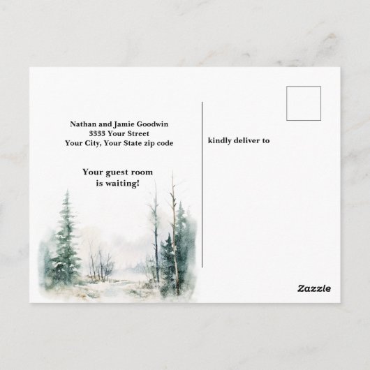 ランドスケープ素朴引っ越しました新しいホームのお知らせ ポストカード (裏面)