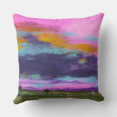 ランドスケープ絵画アートズピンクサンセットチニーファームハウス クッション (裏面)