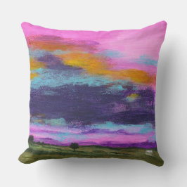 ランドスケープ絵画アートズピンクサンセットチニーファームハウス クッション
