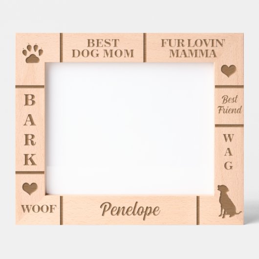 ランドスケープ10x8最高のドッグMOMエバー名前をカスタムする レーザー彫刻フレーム (正面)