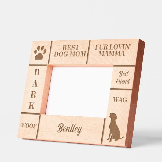 ランドスケープ6x4最高のドッグMOMエバー名前をカスタムする レーザー彫刻フレーム (左)