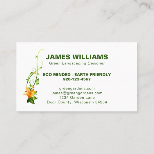 ランドスケープ・デザイナのビジネス・カード 名刺 (裏面)