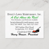 ランドスケープ – 芝生のメンテナンスの名刺 – SRF 名刺 (裏面)