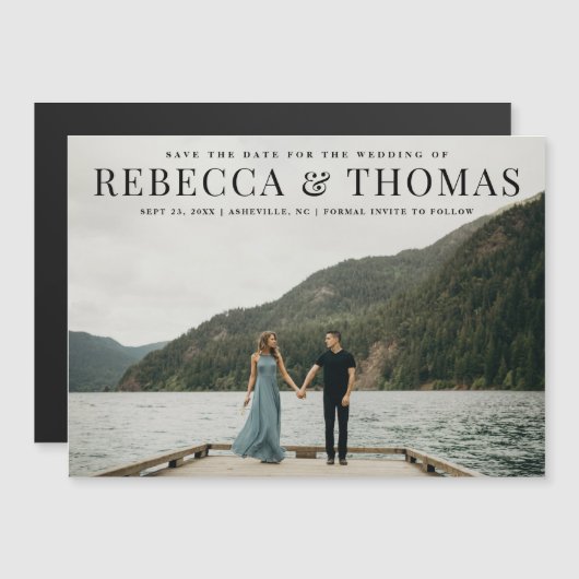 ランドスケーモダント写真の結婚式の日付を保存 マグネット招待状 (正面/裏面)