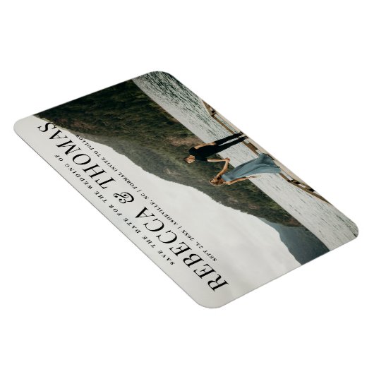 ランドスケーモダント写真の結婚式の日付を保存 マグネット (右側)