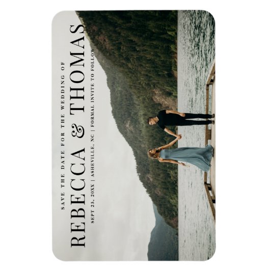 ランドスケーモダント写真の結婚式の日付を保存 マグネット (縦)