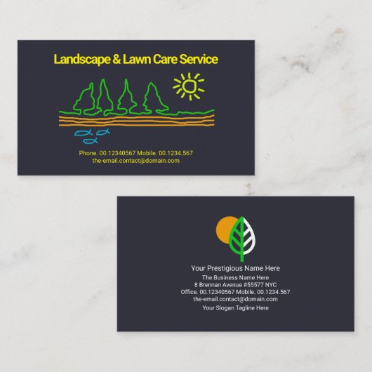 ランドスケ芸術的ープツリーサンドゥードルガーデンサービス 名刺 (正面/裏面)