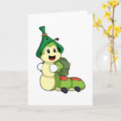 ランドセルを背負った幼虫としてのキャタピー カード (黄色い花)