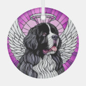 ランドセールニューファンドランドドッグエンジェルサークルオーナメント ガラスオーナメント (正面)